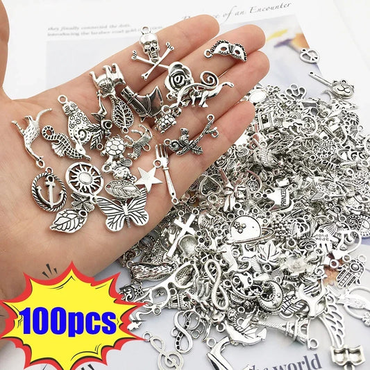 100pcs Tibetan Silver Pendants | DIY Jewelry for Necklace And Bracelet Making